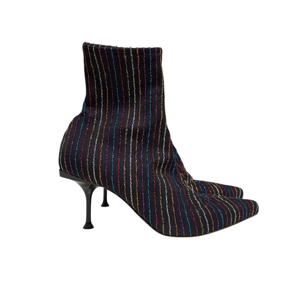 Segio Rossi Black with Metallic Sparkle Coloured Striped Pump (6)